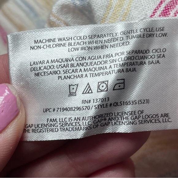 Gap Linen Blend Shorts Womens XL Striped Yellow Pink Blue High Rise Beach Boho - Picture 8 of 8